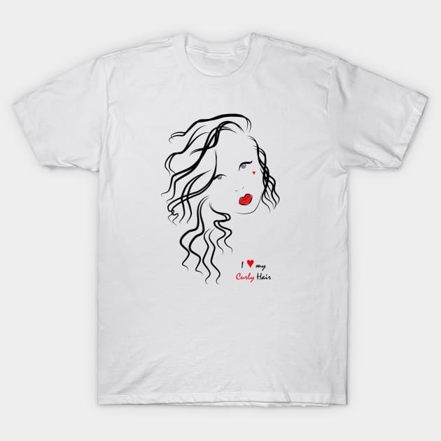 I love my curls -  wavy girl T-Shirt by SaraFuentesArt